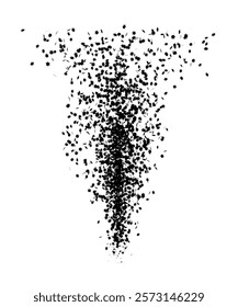Black and white illustration of a tree with a lot of stars falling from it