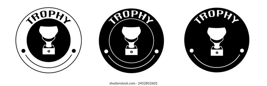 Black and white illustration of trophy icon in flat. Stock vector.