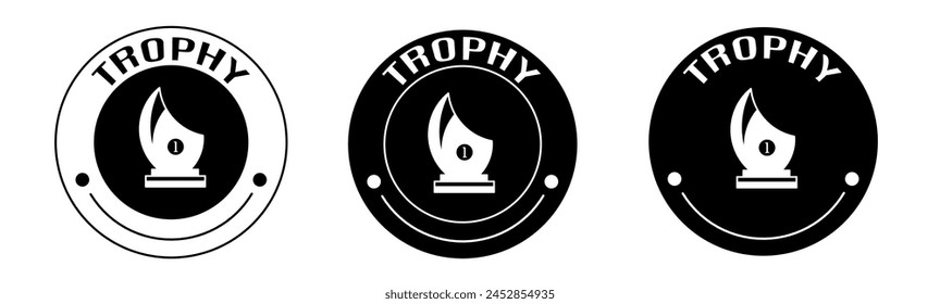 Black and white illustration of trophy icon in flat. Stock vector.