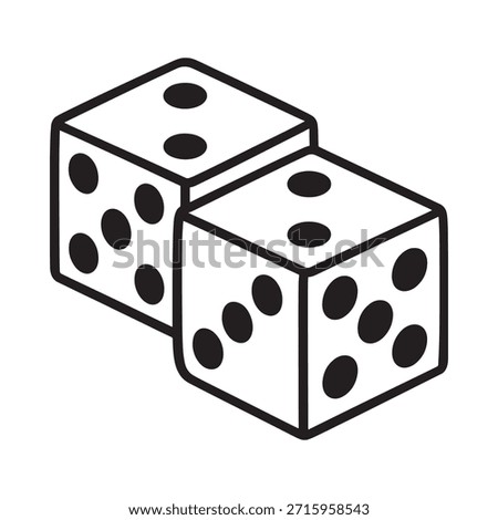 Black and white illustration of two dice stacked slightly askew