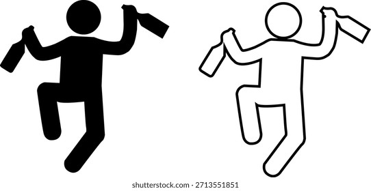 A black and white illustration of two figures in a dynamic dancing pose, one a solid silhouette, the other an outline.