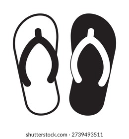 Black and white illustration of two flip flops a common summer footwear item