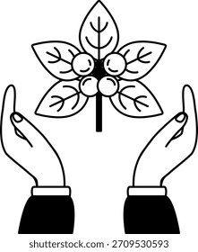 Ilustración en blanco y negro de dos manos sosteniendo una flauta de Pascua