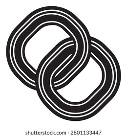 Black and white illustration of two interconnected chain links with white outlines on a transparent background