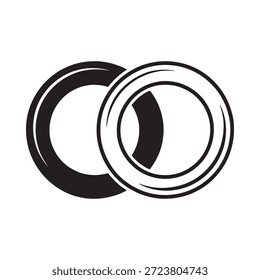 Ilustración en blanco y negro de dos Formas circulares superpuestas
