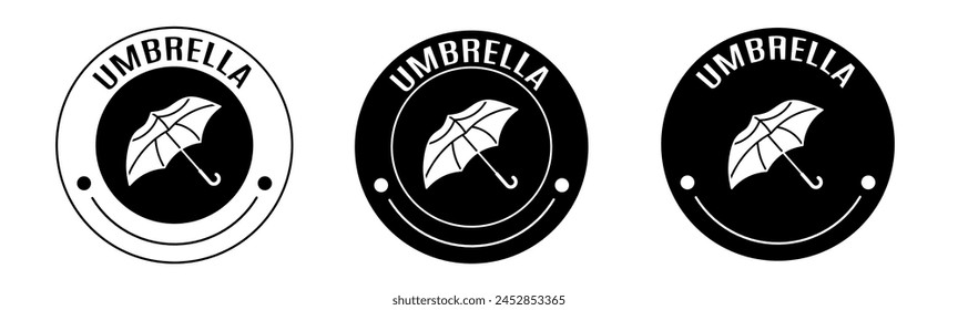 Black and white illustration of umbrella icon in flat. Stock vector.