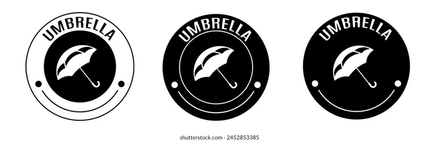 Black and white illustration of umbrella icon in flat. Stock vector.