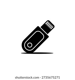 A black and white illustration of a USB flash drive on a plain background