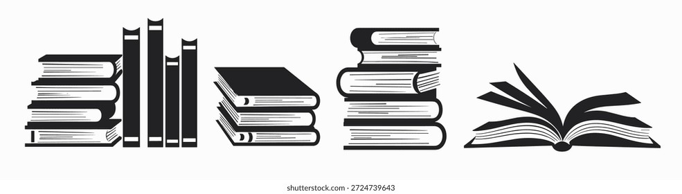 Ilustración en blanco y negro de varios abiertos y cerrados 