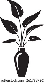 ilustração preto e branco de um vaso com folhas