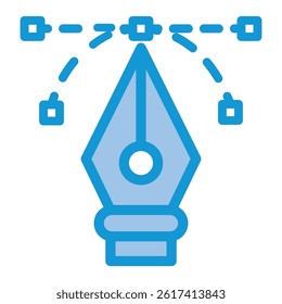A black and white illustration of a vector pen tool icon with control points, ideal for graphic design, web design