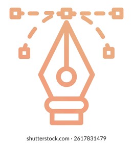 A black and white illustration of a vector pen tool icon with control points, ideal for graphic design, web design
