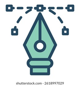 A black and white illustration of a vector pen tool icon with control points, ideal for graphic design, web design, and software interface elements.