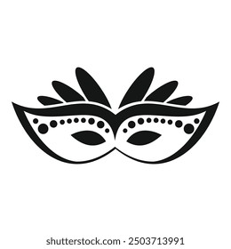 Black and white illustration of a venetian carnival mask representing masquerade ball