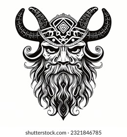 Black and white illustration of viking silhouette