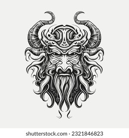 Black and white illustration of viking silhouette