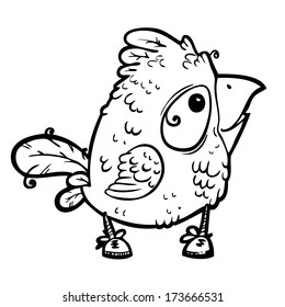 black and white illustration vintage bird fairy tale