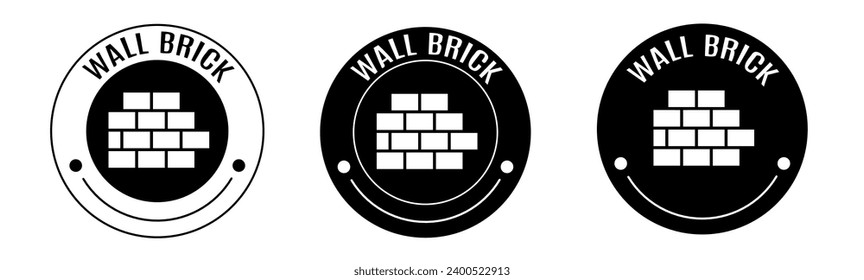 Ilustración en blanco y negro del icono de ladrillo de pared en plano. Vector de material.