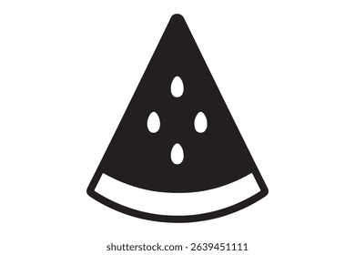 A black and white illustration of a watermelon slice