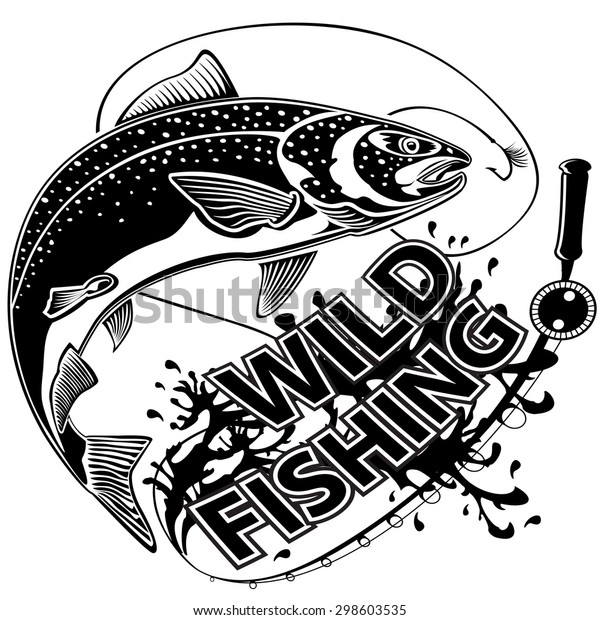 Black White Illustration Wild Salmon Vector Stock Vector (Royalty Free ...