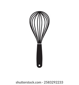 black and white illustration of a wire whisk vector icon