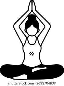 black and white illustration a woman doing yoga