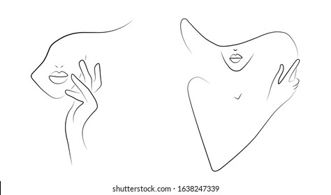 Black and white illustration of women in hats