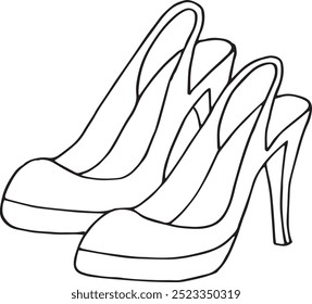 black and white illustration of women's shoes