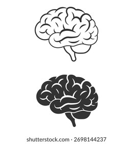 Ilustraciones en blanco y negro de un cerebro