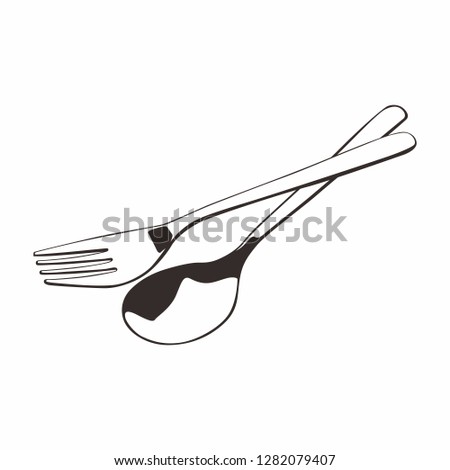 black and white illustrations of spoons and forks