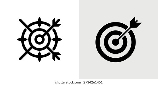 Ilustrações em preto e branco de alvos, um com um acerto e uma flecha perdida.
