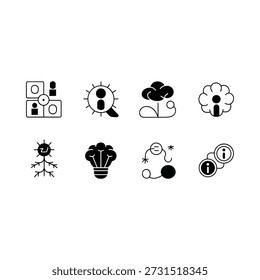 Black and white illustrations of various security icons and symbols