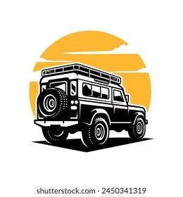 black and white image of a adventure vehicle illustration vector