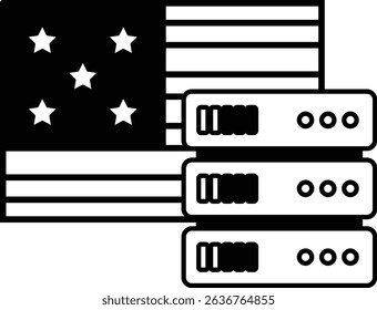 A black and white image of the American flag with three servers on top of it. The servers are labeled as "3" and "2"