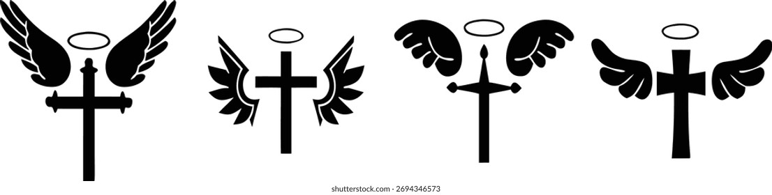 a black and white image of angels