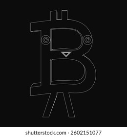 A black and white image of a B with a triangle on top of it. The image is of a cryptocurrency symbol