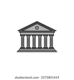 A Black and White Image of a Bank Building With Columns.