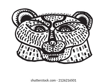 black and white image of a bear's muzzle