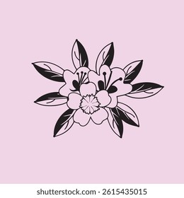 A black and white image of beautiful flower and plant
