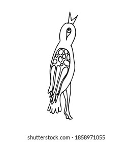 
Black and white image of a bird. Design for logo, tattoo, print, imprint.