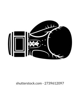 A black and white image of a boxing glove