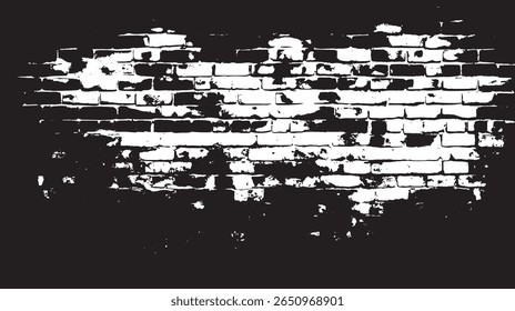 a black and white image of a brick wall, featuring a distressed and high contrast monochrome texture.