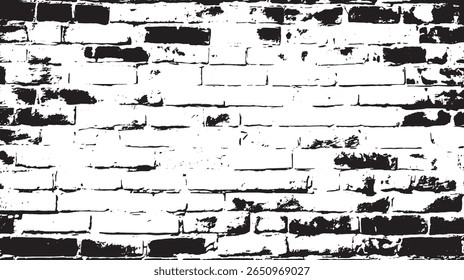 a black and white image of a brick wall with a high contrast and interesting texture and irregular shapes