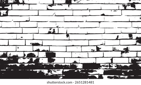 a black and white image of a brick wall with heavy grunge and texture creating an abstract background