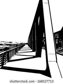 Black and White image of bridges Hamburg