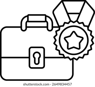 Imagem em preto e branco de uma pasta com uma estrela e uma medalha de ouro. A pasta está aberta e a estrela no topo dela