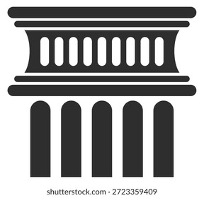 Una Imagen en blanco y negro de un edificio con columnas