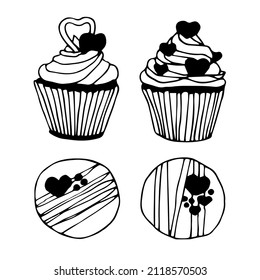 imagen en blanco y negro de pasteles y dulces