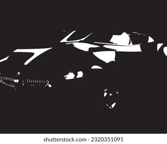 A black and white image of a car