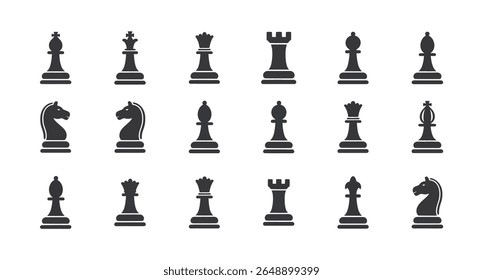 A black and white image of chess pieces set